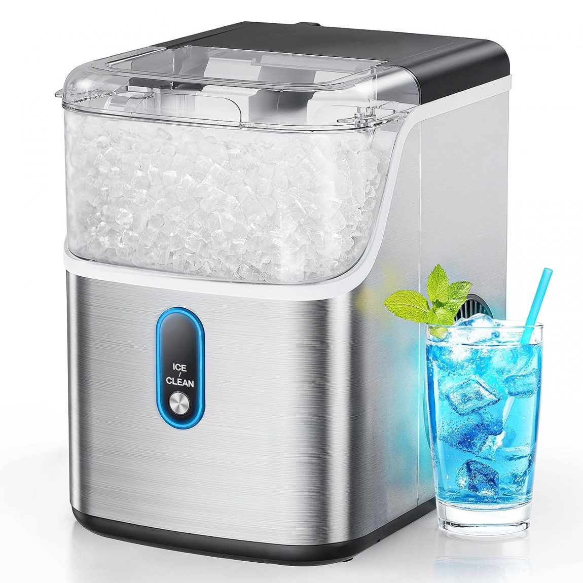 Nugget Ice Maker Countertop, 2K+ Bought in Past Month, Original Price: $169, Now: $117, Pebble Ice Maker with Soft Chewable Pellet Ice, 33 lbs per Day, Compact Ice Machine with Self-Cleaning & LED Indicator for Home, Kitchen, Camping, RV, Office