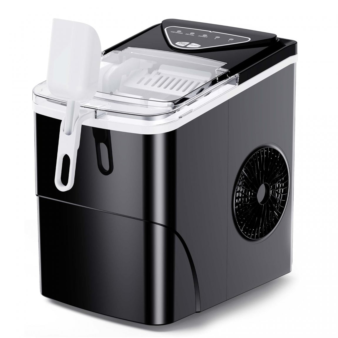 Countertop Ice Maker, 7K+ Bought in Past Month, Original Price: $79, Now: $57. 9 Ice Cubes in 6 Mins, 26 Lbs in 24 Hrs, Compact Ice Machine with Ice Basket & Scoop, 2 Ice Sizes, Self-Cleaning Ice Maker for Home / Party / Office / Bar / Dorm, Black